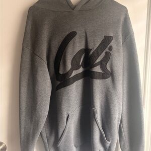 Original Deluxe Charcoal Hoodie with Black Script